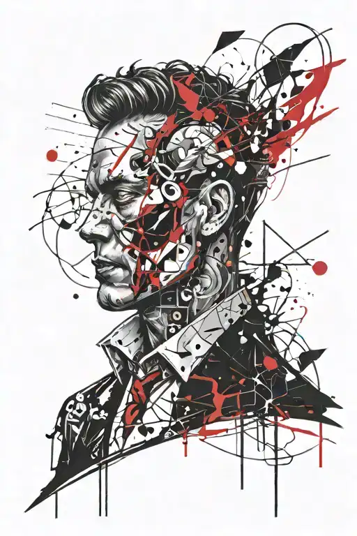 two face, multible personality, dark side profile tattoo design idea