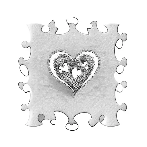 A puzzle piece merging with a heart, symbolizing the importance of each individual in creating a better world tattoo design idea