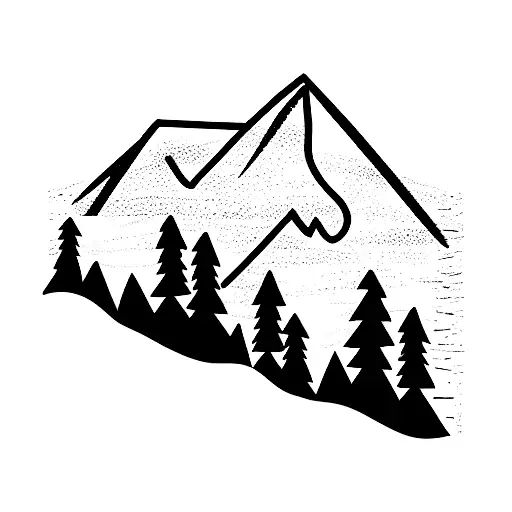 Mountain Scene with skis tattoo design idea