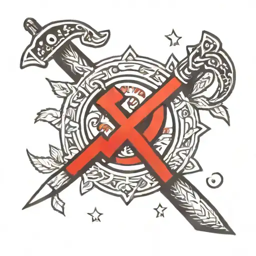 Hammer and sickle in the wreath of honour tattoo design idea