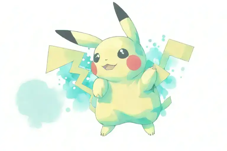 Pikachu with the word "Sherel" camouflaged inside his body tattoo design idea