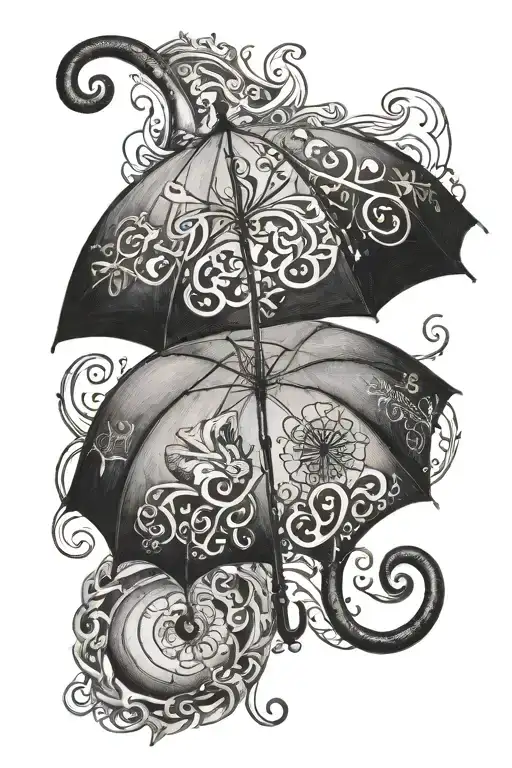  umbrella with inscription: You never know what might be important  tattoo design idea