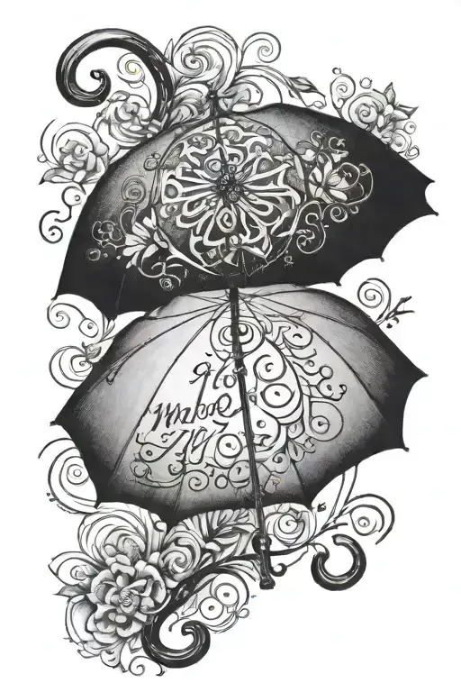  umbrella with inscription: You never know what might be important  tattoo design idea
