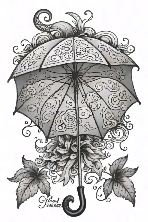  umbrella with inscription: You never know what might be important  tattoo design idea