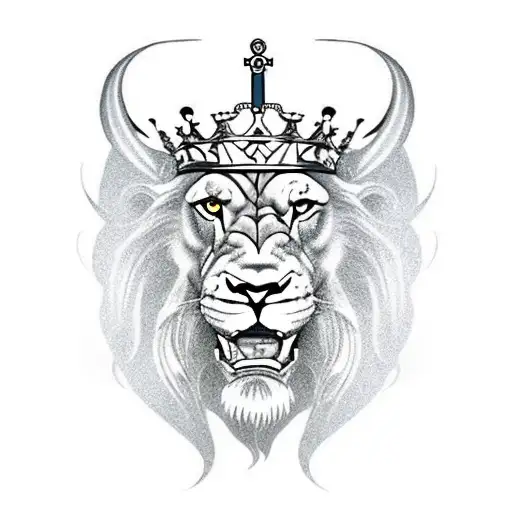 Viking Lion with King Irish crown tattoo design idea