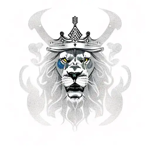 Viking Lion with King Irish crown tattoo design idea