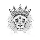 half angry lion  with crown tattoo design idea