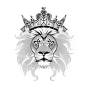 half angry lion  with crown tattoo design idea