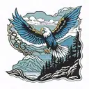 blue ridge mountains with phi eagle 1986 logo  tattoo design idea