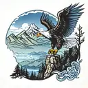 blue ridge mountains with phi eagle 1986 logo  tattoo design idea