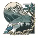 blue ridge mountains with phi eagle 1986 logo  tattoo design idea