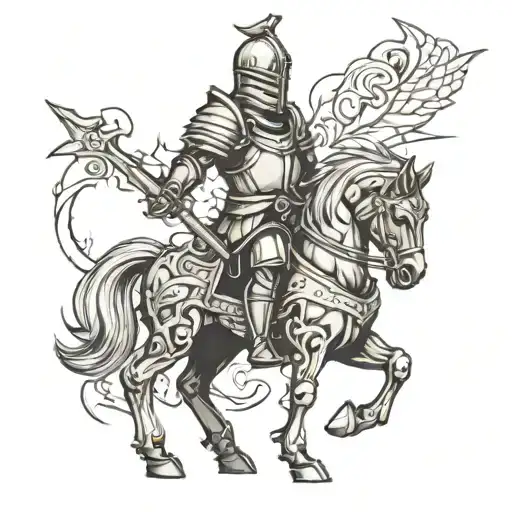 knight with broken armor tattoo design idea