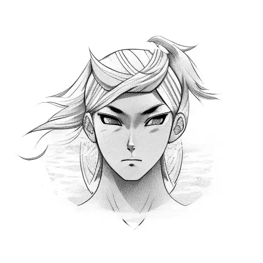 A volleyball player with the face of Hinata Shoyo tattoo design idea