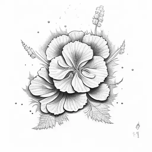  book and geranium tattoo design idea
