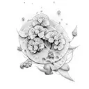  book and geranium tattoo design idea