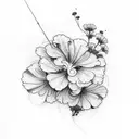  book and geranium tattoo design idea