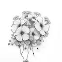  book and geranium tattoo design idea