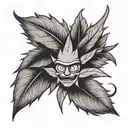 pot leaf with cartoon face tattoo design idea