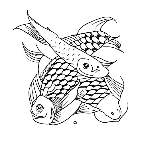 Mantarraya y pez koi tattoo design idea