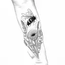 wildflowers and bees tattoo design idea