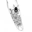 wildflowers and bees tattoo design idea