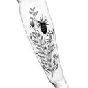 wildflowers and bees tattoo design idea