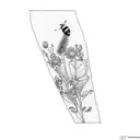 wildflowers and bees tattoo design idea