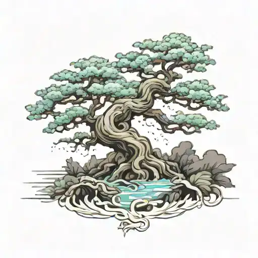 bonzai tree tattoo design idea