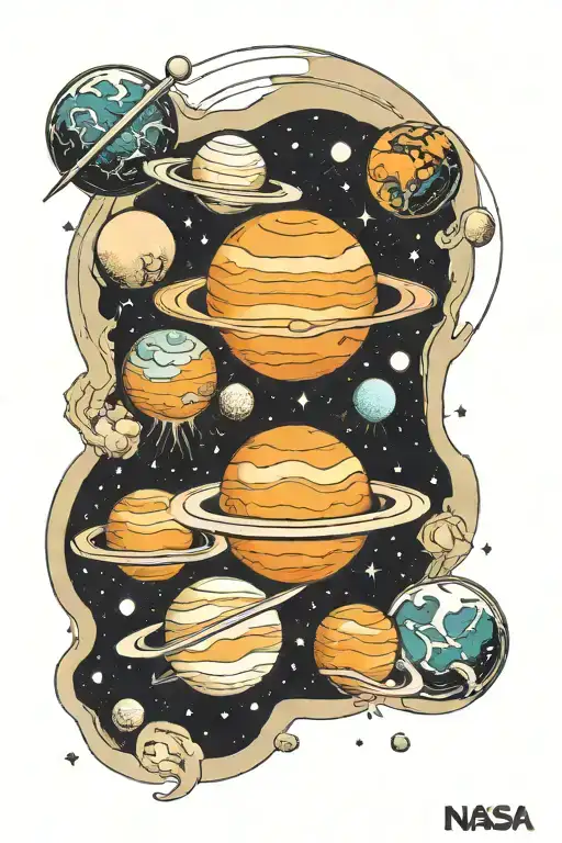 nasa periodic symbols of planets tattoo design idea