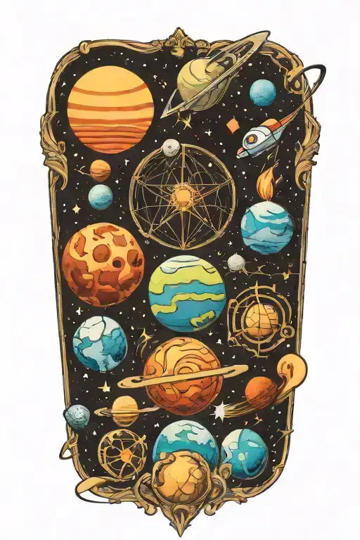 nasa symbols of planets tattoo design idea