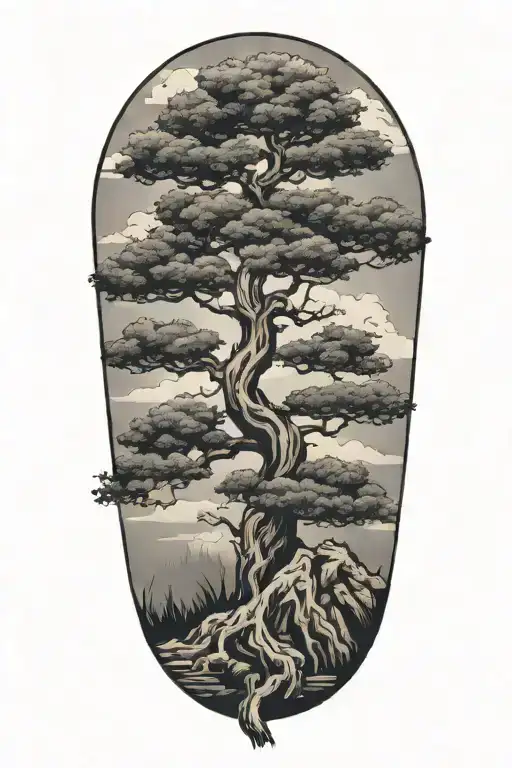 bonzai tree tattoo design idea