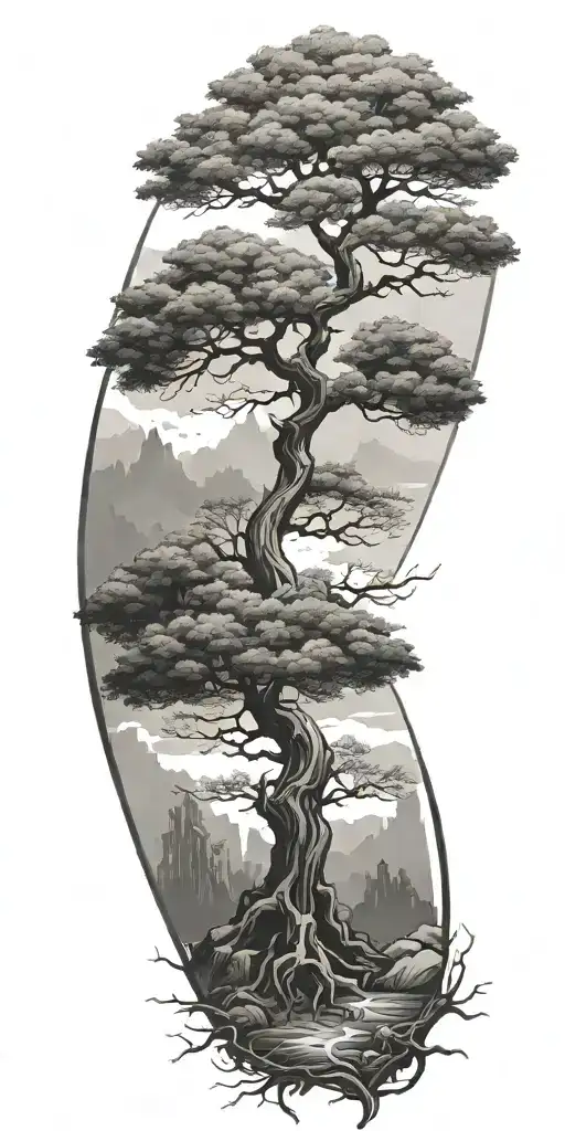 bonzai tree tattoo design idea