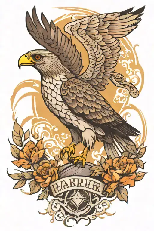 harrier hawk tattoo design idea