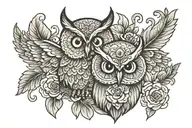 owl and sugar skull tattoo design idea