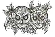 owl and sugar skull tattoo design idea