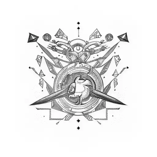 An intricate tattoo of a Libra and Taurus constellation forming a gaming controller tattoo design idea