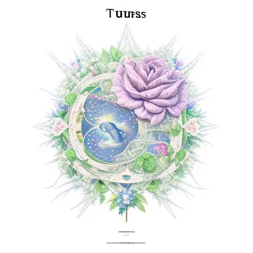 A Libra and Taurus constellation formed by intricate botanical vines and flowers tattoo design idea