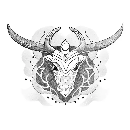 A dotwork tattoo of a Libra and Taurus symbol merging with a gaming console tattoo design idea