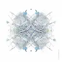 A Libra and Taurus constellation formed by intricate botanical vines and flowers tattoo design idea