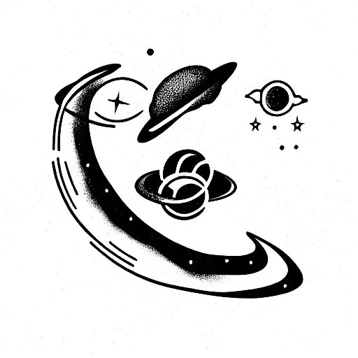 parade of the planets linear tattoo design idea