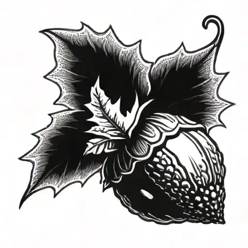 acorn with oak leaf tattoo design idea