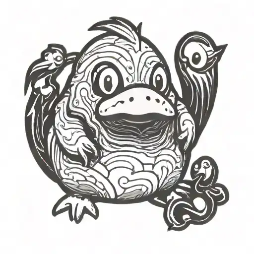 psyduck Pokémon that's slightly melty tattoo design idea