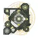 geometric shapes and fractals Fibonacci sequence incorporated tattoo design idea