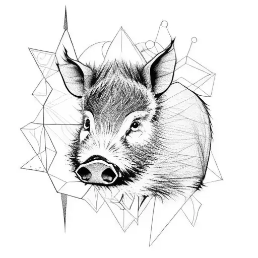 wild boar baby in the forest tattoo design idea