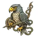 hawk eatting snake  tattoo design idea