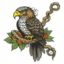 hawk eatting snake  tattoo design idea