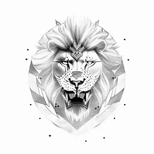 Warrior with lion and eagle tattoo design idea