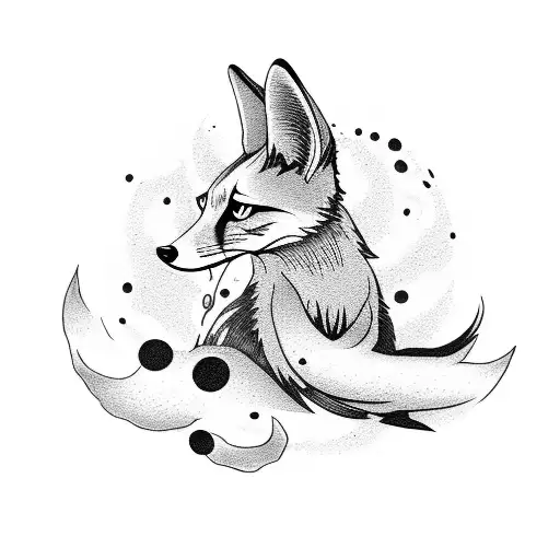 nine tail fox tattoo design idea