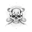 broken Skull with snakes tattoo design idea