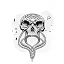 broken Skull with snakes tattoo design idea